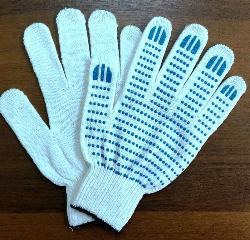 Перчатки трикотажные с ПВХ 4 нити, 10 класс, 42 гр. (Россия) белая