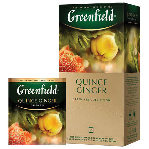 Чай GREENFIELD Quince Ginger 25 пакетов зеленый с айвой и имбирем 621971