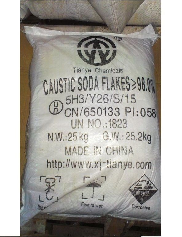Сода каустическая чешуированная мешок 25 кг, Китай