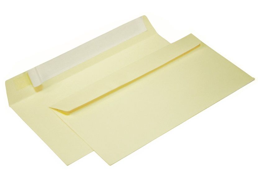 Конверт из цветной бумаги С65 (114*229) кремовый. 100 шт Pack24