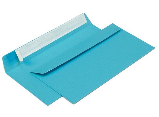 Конверт из цветной бумаги С65 (114*229) голубой. 100 шт Pack24