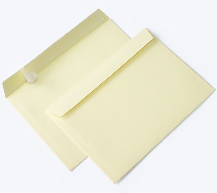 Конверт из цветной бумаги С5 (162*229) кремовый. 100 шт Pack24