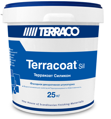 Декоративная штукатурка Terraco TERRACOAT DECOR SIL на силиконовой основе с крупной текстурой типа «шагрень» 25 кг ведро