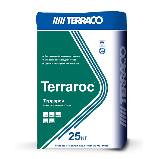 Ремонтная безусадочная штукатурка для бетона Terraco TERRAROC PMR 25 кг мешок