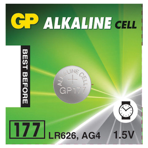 Батарейка GP Alkaline 177 (G4, LR626), алкалиновая, 1 шт., в блистере (отры