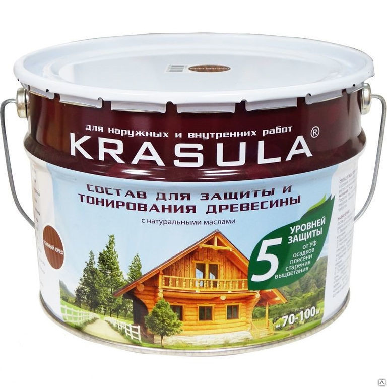 Краска для дерева «Krasula» 10 л, цвет орех