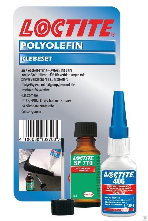 Клеевой набор для полиолефинов и жирных пластмасс LOCTITE 406/770 20гр/10мл