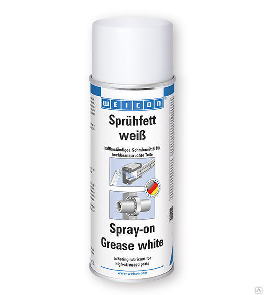 Универсальна смазка белого цвета WEICON Spray-on Grease white 400 мл спрей