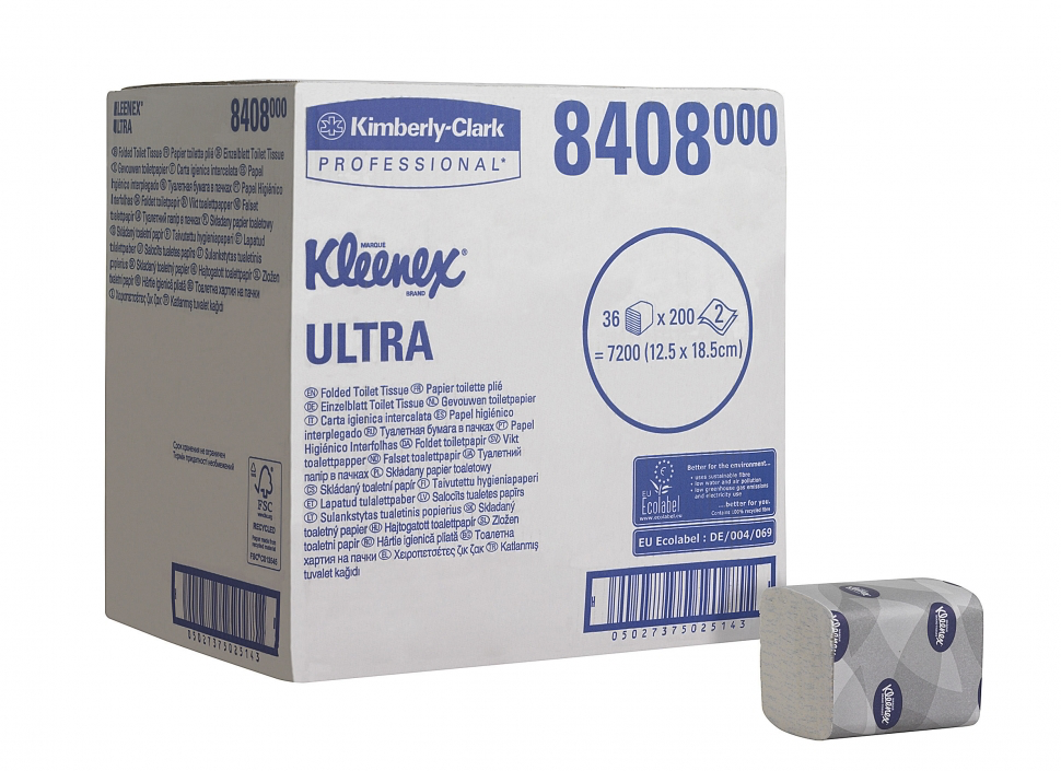 Kimberly-Clark 8408 KLEENEX Двухслойная туалетная бумага листовая с тиснением