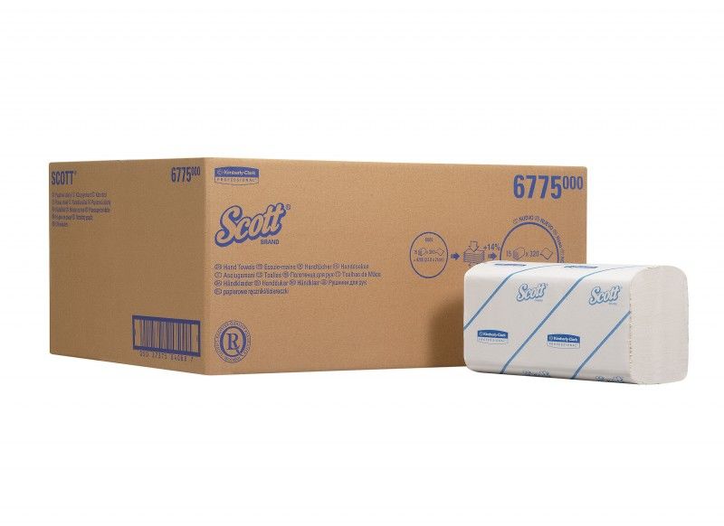 Kimberly-Clark 6775 SCOTT Листовые бумажные полотенца однослойные Z-сложения в пачке