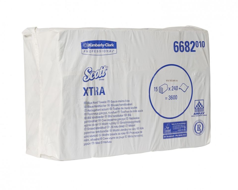 Kimberly-Clark 6682 SCOTT Xtra Листовые бумажные полотенца голубые однослойные Z-сложения в пачке