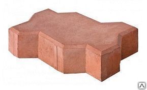 Камень тротуарный «Волна» цветной бетон 243*130*60 мм (красный)