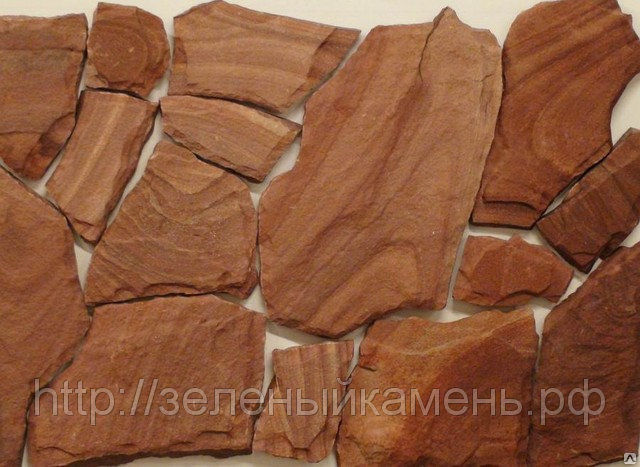 Песчаник терракотово-красный с разводами под дерево (Ростов)