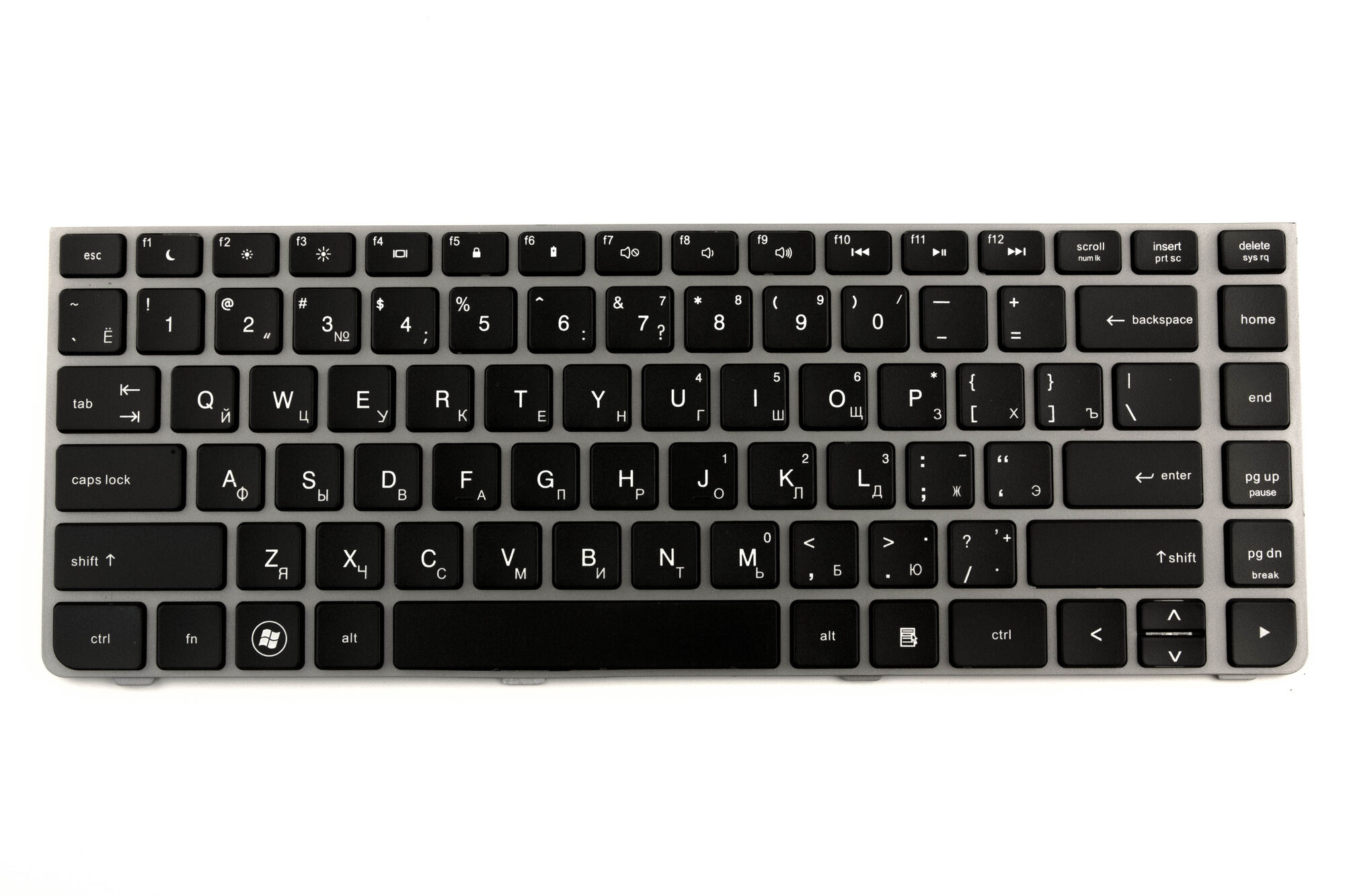 Клавиатура для HP Probook 4330S 4430s черная c серой рамкой p/n: NSK-CB0SV, 9Z.N6LSV.00R