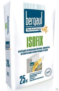 Клей для пенополистерола минваты и нанесения армирующего слоя ISOFIX 25 кг BERGAUF Technology 