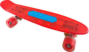 Скейтборд Navigator пласт. кол.PU со светом 60х45мм алюм.траки со свет.эффектами 56х15х11см красный