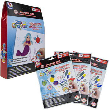 Набор тесто-мелков 1 Toy Clay Crayon ''Русалочка'' (3 цвета по 30 гр) в коробке 13 9x19x3 см Т19014