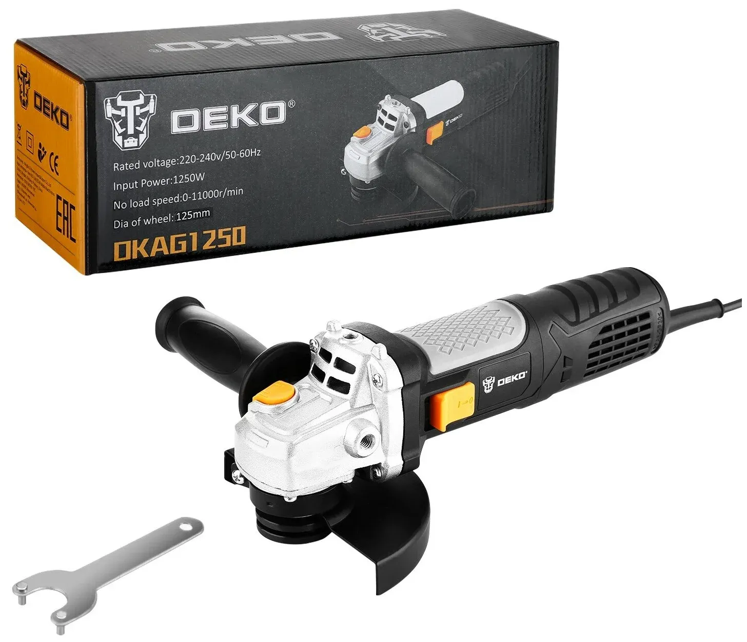 Углошлифовальная машина DEKO DKAG1250, 125 мм, 1250 Вт 063-4174