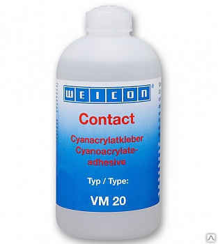 Цианоакрилатный клей 500 г Основа - метилат. Низкая вязкость 20-40 mPa·s. Быс Weicon Contact VM 20