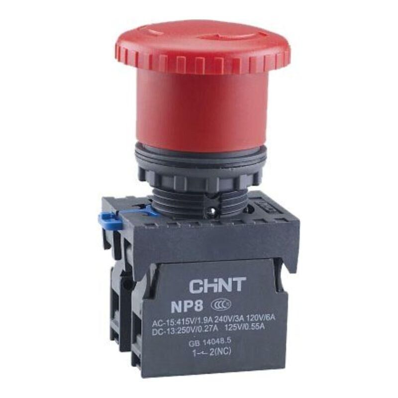 Кнопка управления "Грибок" NP8-11ZS/14 d 40 мм 1НО + 1НЗ IP65 с фиксацией цвет красный (R) CHINT 667129