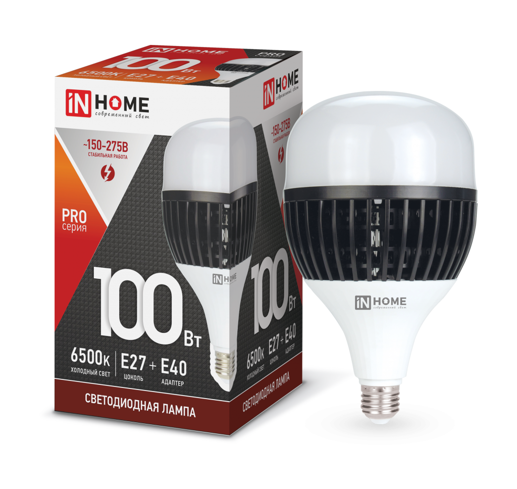 Лампа светодиодная LED-HP-PRO 100Вт 230В E27 / Е40 6500К 9500Лм IN HOME 4690612035697