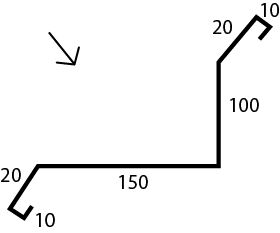 Планка примыкания верх 150х100 (312) (1018-0,7) желтый цинк