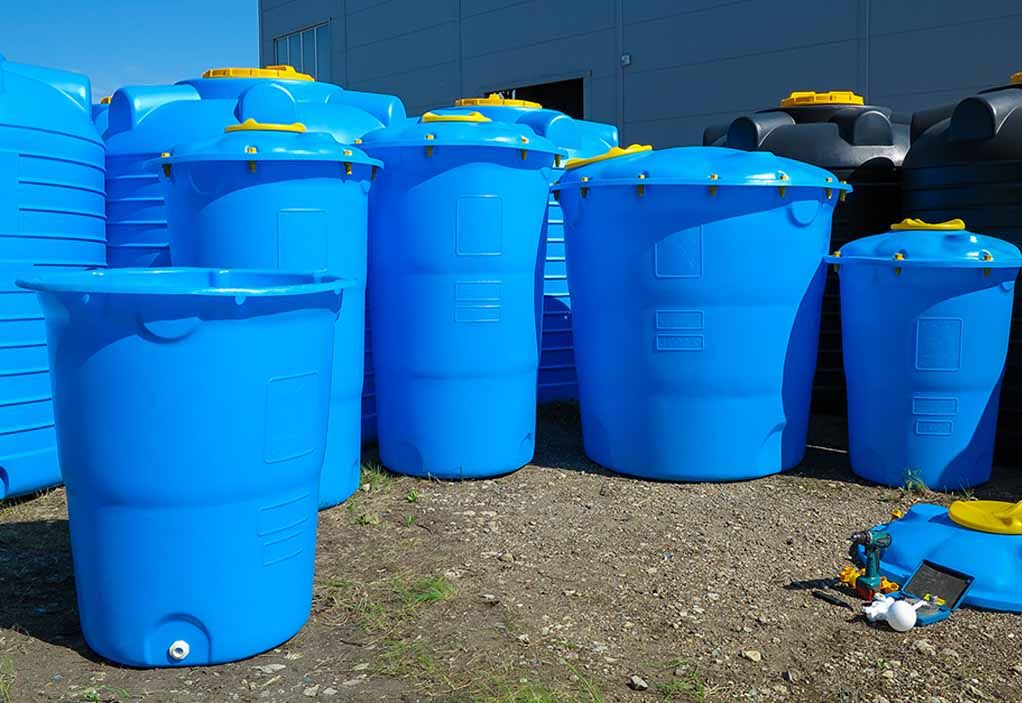 Накопительная емкость пластиковая для водоснабжения 750 литров универсальная круглая с крышкой