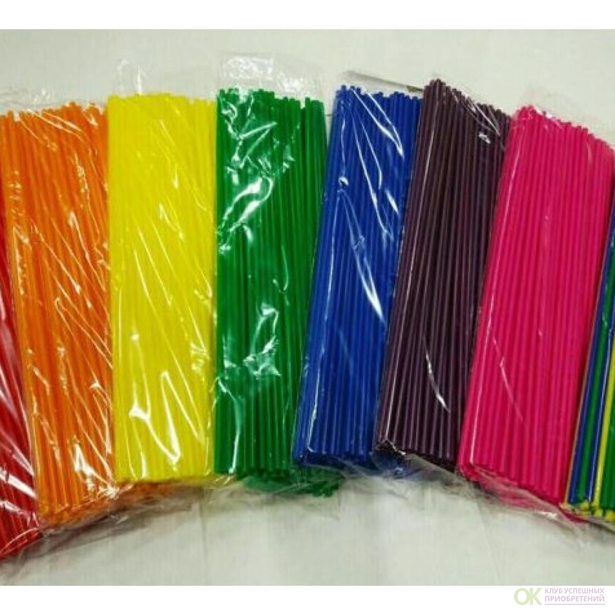 Палочки пластиковые для сахарной ваты 370мм, диаметр 5мм, цветной микс(а также красные, синие, фуксия)