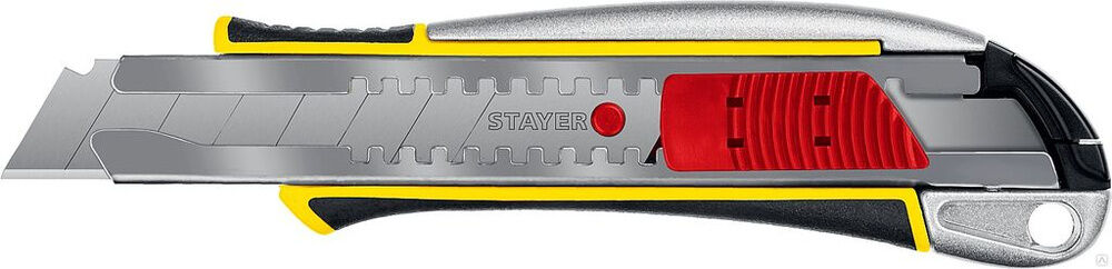 STAYER KSM-18A, сегмент. лезвия 18 мм, Металлический нож с автостопом (09143)