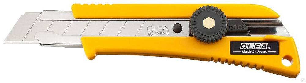 Нож OLFA с выдвижным лезвием эргономичный с резиновыми накладками, 18 мм