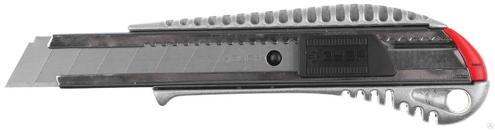 Металлический нож с автостопом ПРО-18А, сегмент. лезвия 18 мм, ЗУБР Профессионал 09170