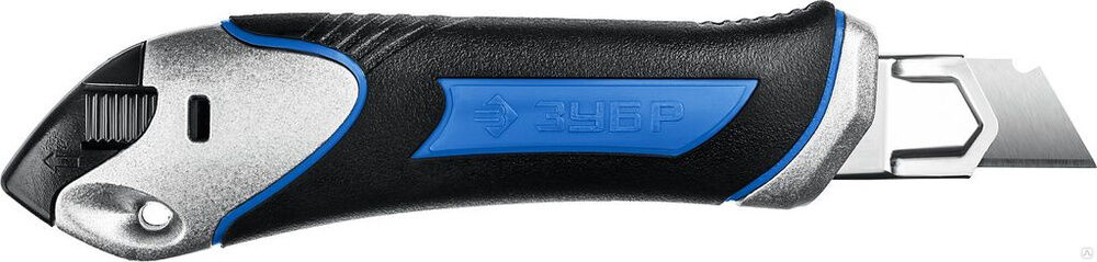 ЗУБР Титан-А, сегмент. лезвия 18 мм, Металлический обрезиненный нож с автостопом, Профессионал (09177)