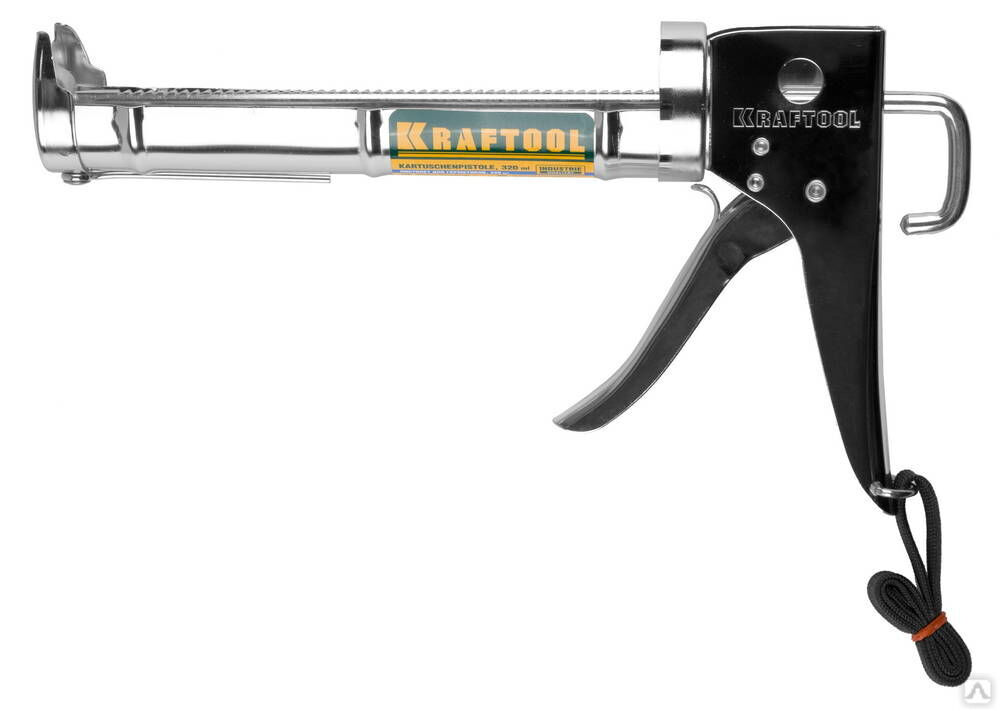 KRAFTOOL хромированный 320 мл, Полукорпусной пистолет для герметика, PRO (06671)