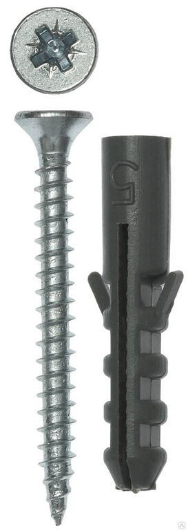 ЗУБР ЕВРО 5х25 / 3.0х30 мм, распорный дюбель полипропиленовый с шурупом, 15 шт (30662-05-25)