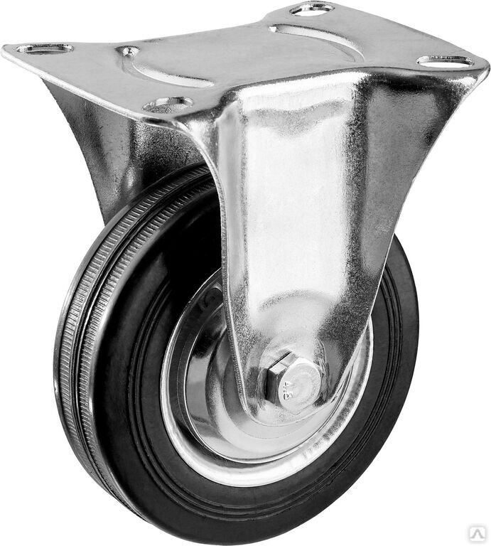ЗУБР d=100 мм, г/п 70 кг, игольчатый подшипник, неповоротное колесо резина/металл, Профессионал (30936-100-F)