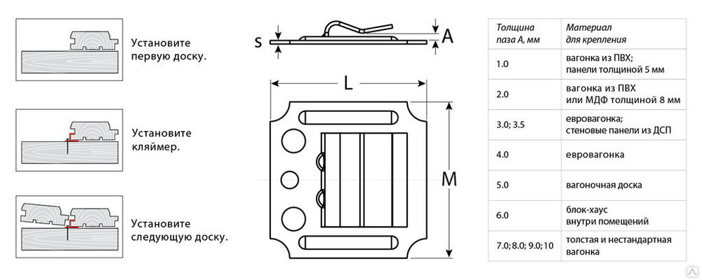 ЗУБР Кляймер 2 мм, крепеж для вагонки, цинк, 100 шт (3075-02) 2