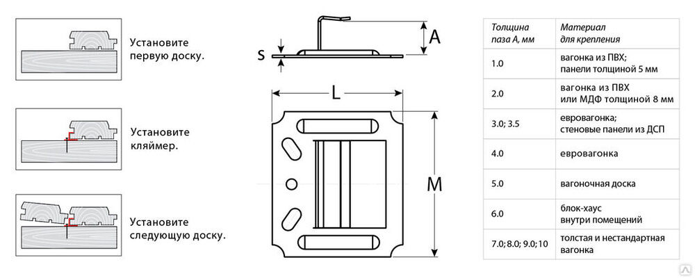 ЗУБР Кляймер-У 7 мм, усиленный крепеж для вагонки блок хауса имитации бруса, цинк, 50 шт (3075-07_z01) 2