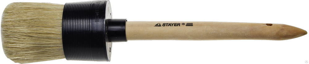 STAYER UNIVERSAL 40 мм, пластмассовый корпус, светлая натуральная щетина, деревянная ручка, Круглая кисть, MASTER (0141-