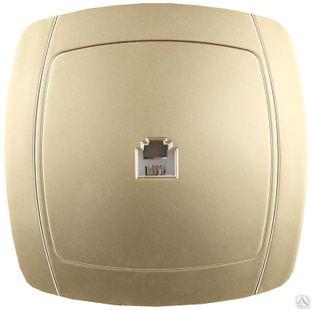 СВЕТОЗАР Акцент, телефонная одинарная в сборе цвет золотой металлик, Электрическая розетка (SV-54217-GM) 