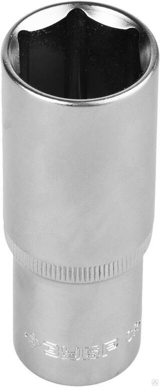 Головка торцовая ЗУБР Мастер 1/2, удлиненная, Cr-V, FLANK, хроматированное покрытие, 17 мм
