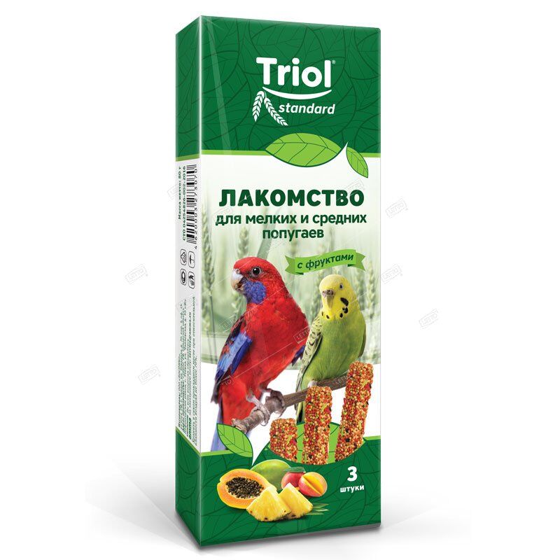 Корм для мелких и средних попугаев с фруктами Standard (уп. 3 шт), 80г, Triol