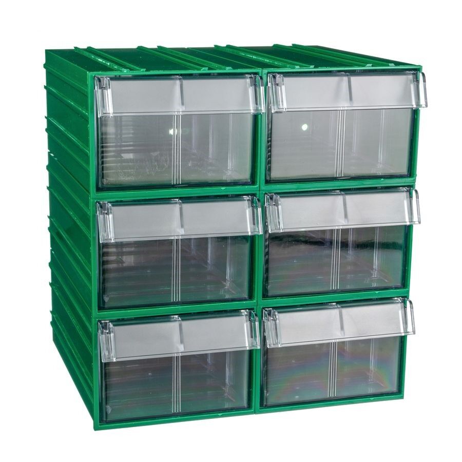 Пластиковый короб Стелла-техник C-2-К6-зеленый-прозрачный, 135х253х100 мм, комплект 6 шт