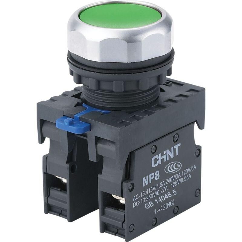 Кнопка управления NP8-11BN/3 без подсветки цвет зеленый 1НО + 1НЗ IP65 (R) CHINT 667113