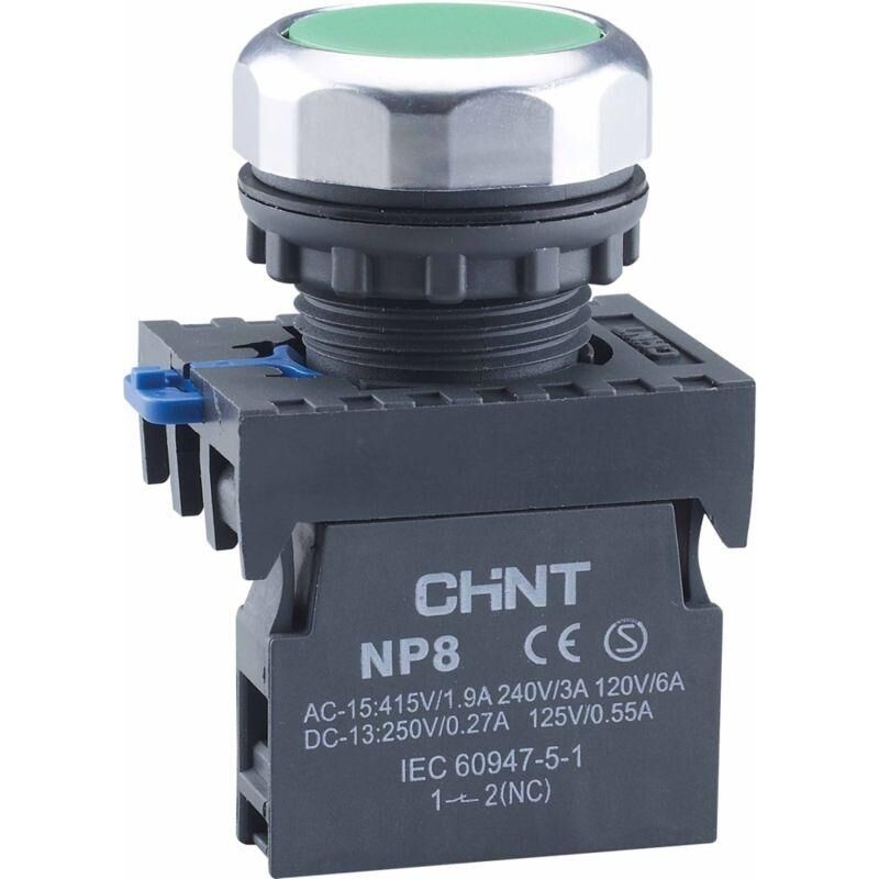 Кнопка управления NP8-10BN/3 без подсветки цвет зеленый 1НО IP65 (R) CHINT 667232