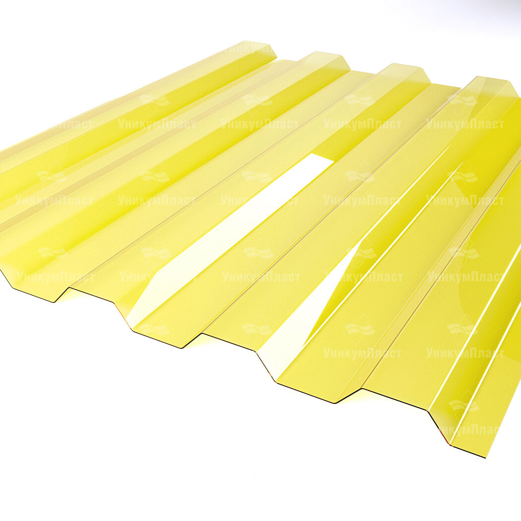 Профилированный поликарбонат Юг-Ойл-Пласт 1,3 мм 1,05х2 м желтый,1050*2000
