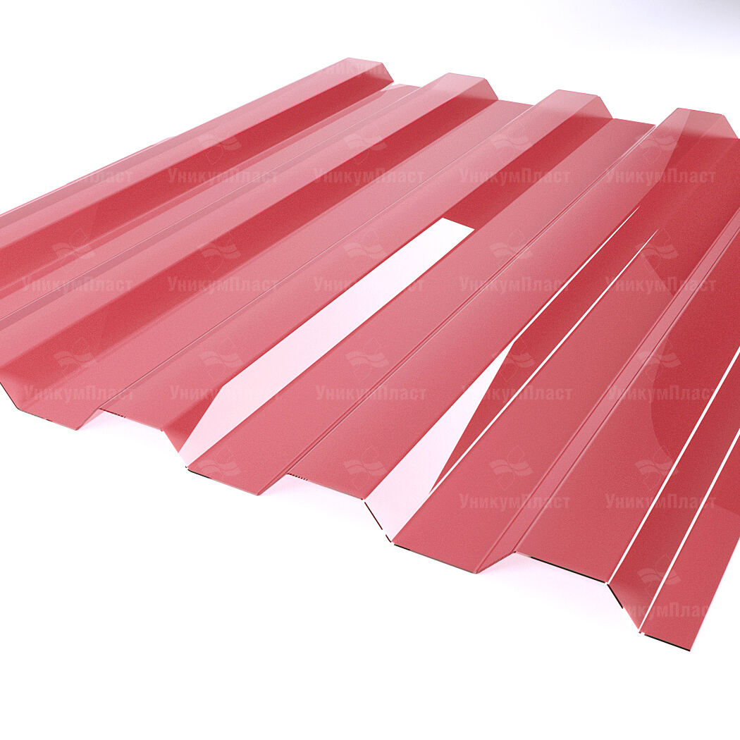 Профилированный поликарбонат Юг-Ойл-Пласт 1,3 мм 1,05х2 м красный,1050*2000