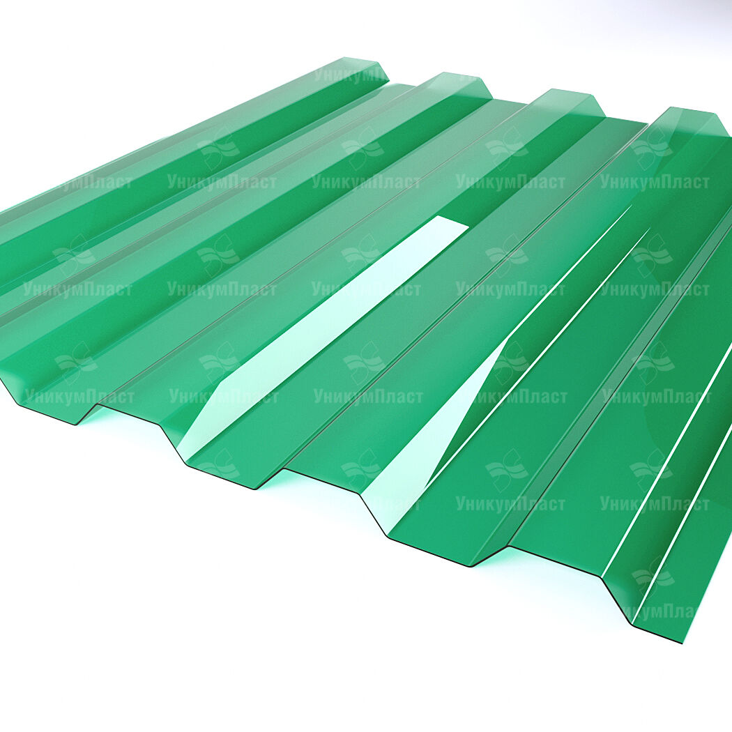 Профилированный поликарбонат Юг-Ойл-Пласт 1,3 мм 1,05х2 м зеленый,1050*2000