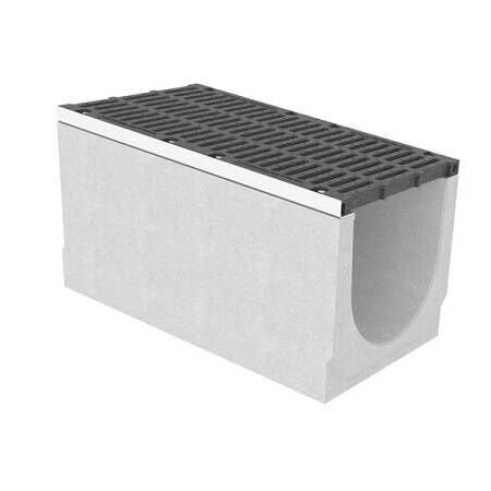 Лотки водоотводные бетонные BetoMax с решёткой щелевой чугунной DN500 с внутренним уклоном h465-760 кл. E600 (комплект)