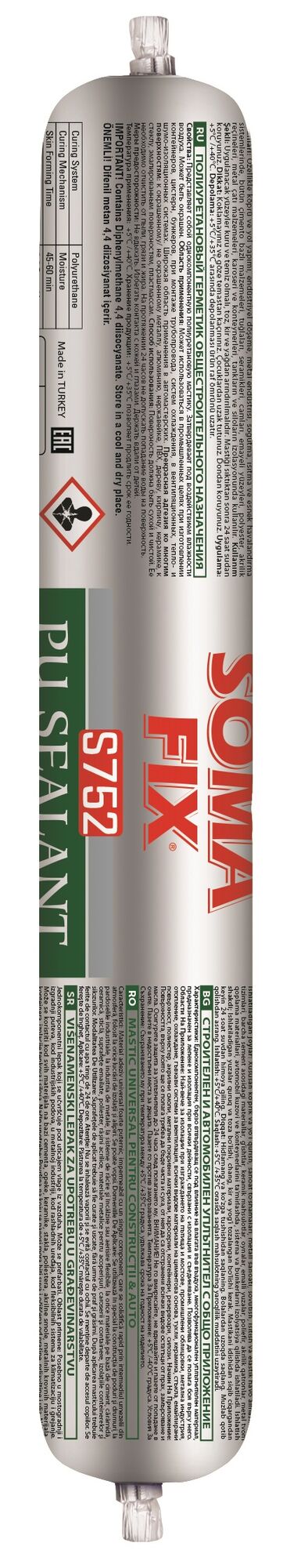 Герметик SOMA FIX полиуретановый, общестроительный (черный), 600 мл