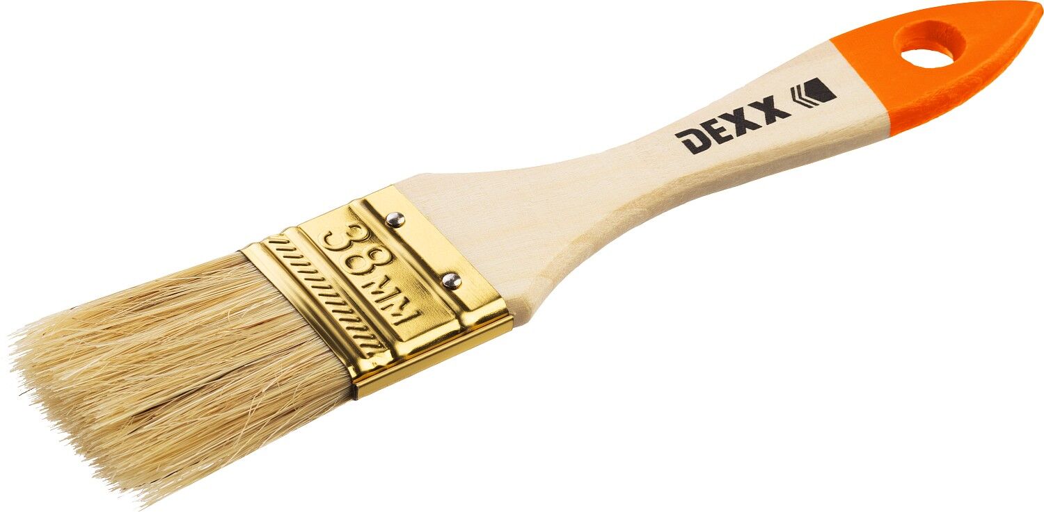 DEXX 38 мм, 1,5″ натуральная щетина, деревянная ручка, флейцевая, Плоская кисть (0100-038) 0100-038_z02